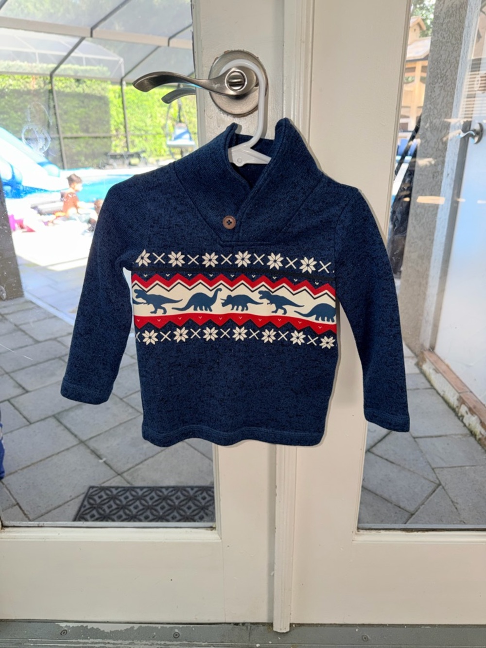 jumping beans Navy Blue Dinosaur Fair Isle Pullover